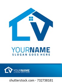 Initial L & V real estate logo template vector