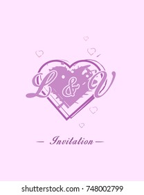 Initial L & V wedding invitation logo template vector