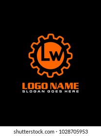 Initial L & W gear logo template vector