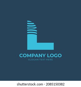 Initial L Wave Logo Design, Initial Letter L vector With Ocean Waves