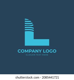 Initial L Wave Logo Design, Initial Letter L vector With Ocean Waves