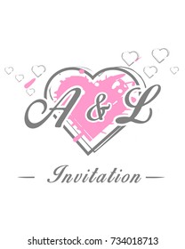 Initial A & L wedding invitation logo template vector