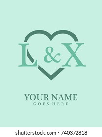 Initial L & X with love background logo template vector