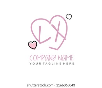 Initial L X with love logo template vector