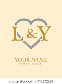 Initial L & Y with love background logo template vector