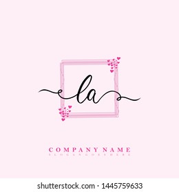 Initial LA beauty handwriting logo template vector