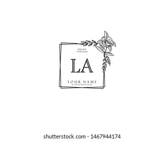 Initial LA beauty monogram and elegant logo design, handwriting logo of initial signature, wedding, fashion, floral and botanical with creative template.