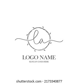 Initial LA beauty monogram and elegant logo design, handwriting logo of initial signature, wedding, fashion, floral and botanical with creative template.