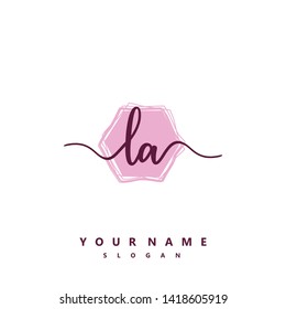 Initial LA handwriting logo template vector