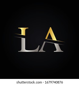 Plantilla vectorial de diseño del logotipo de la letra LA inicial. Diseño del logotipo de la carta abstracta LA
