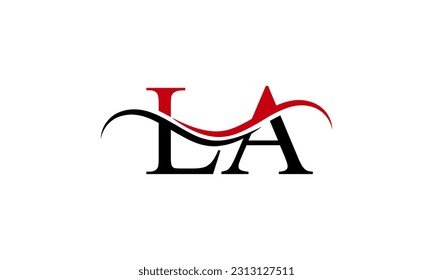 Initial LA letter Logo With Swoosh Design Graphic Vector Template for Business and Company Identity.