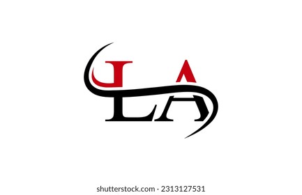 Initial LA letter Logo With Swoosh Design Graphic Vector Template for Business and Company Identity.