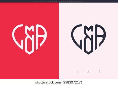 initial LA letters with red heart and love logo flat icon monogram concept