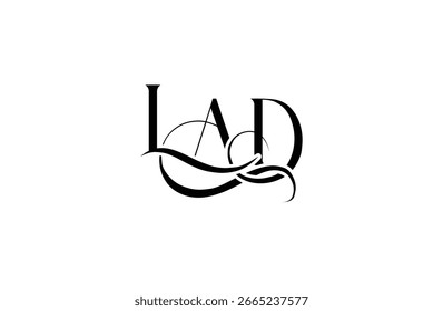 Design inicial do logotipo da letra LAD. Elegante Monograma Logo Design com elementos decorativos e tipografia