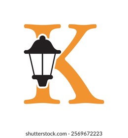 Initial Lantern Logo Combine With Letter K Vector Template