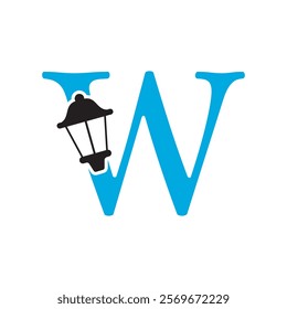 Initial Lantern Logo Combine With Letter W Vector Template