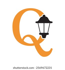 Initial Lantern Logo Combine With Letter Q Vector Template