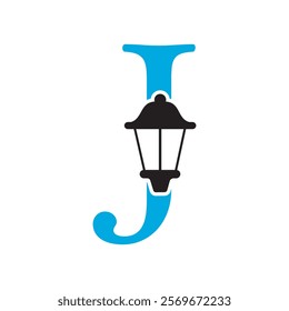 Initial Lantern Logo Combine With Letter J Vector Template