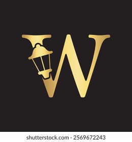 Initial Lantern Logo Combine With Letter W Vector Template