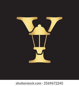 Initial Lantern Logo Combine With Letter Y Vector Template