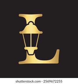 Initial Lantern Logo Combine With Letter L Vector Template