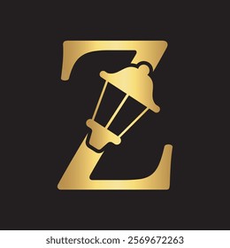 Initial Lantern Logo Combine With Letter Z Vector Template