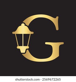 Initial Lantern Logo Combine With Letter G Vector Template