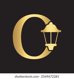 Initial Lantern Logo Combine With Letter O Vector Template