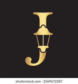 Initial Lantern Logo Combine With Letter J Vector Template