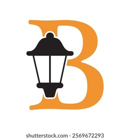 Initial Lantern Logo Combine With Letter B Vector Template