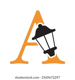 Initial Lantern Logo Combine With Letter A Vector Template