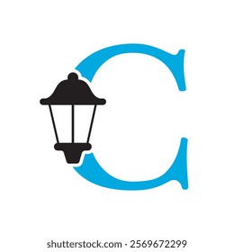 Initial Lantern Logo Combine With Letter C Vector Template
