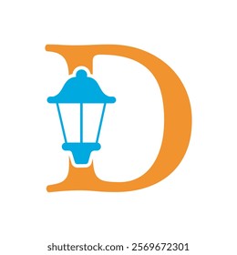 Initial Lantern Logo Combine With Letter D Vector Template