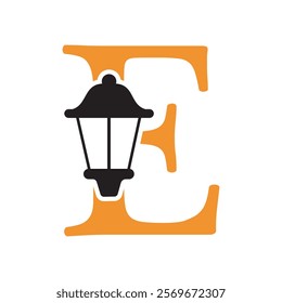 Initial Lantern Logo Combine With Letter E Vector Template