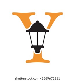 Initial Lantern Logo Combine With Letter Y Vector Template