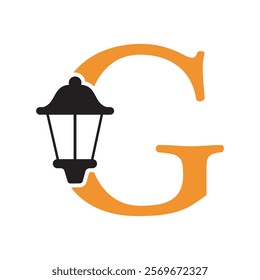 Initial Lantern Logo Combine With Letter G Vector Template