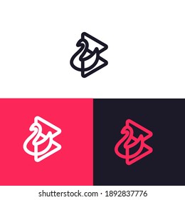 Initial Latter b and duck logo design template. letter b as a duck and bird logo Illustration