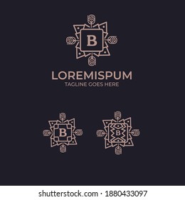 Initial Latter B, Vintage logo design template. Luxury Logo template in vector for Restaurant, Royalty, Boutique, Cafe, Hotel, Heraldic, Jewelry, Fashion, and other vector illustration