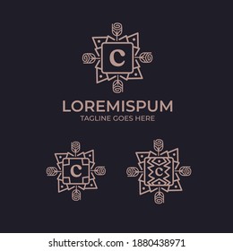 Initial Latter C, Vintage logo design template. Luxury Logo template in vector for Restaurant, Royalty, Boutique, Cafe, Hotel, Heraldic, Jewelry, Fashion, and other vector illustration