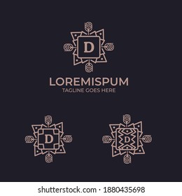 Plantilla inicial de diseño de logotipo de último D, de época. Plantilla de logotipo de lujo en vectores para restaurante, realeza, Boutique, Cafe, Hotel, Heraldic, Joyería, Moda y otras ilustraciones vectoriales