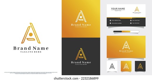 Initial latter a logo design tamplate with modern concept and business card
