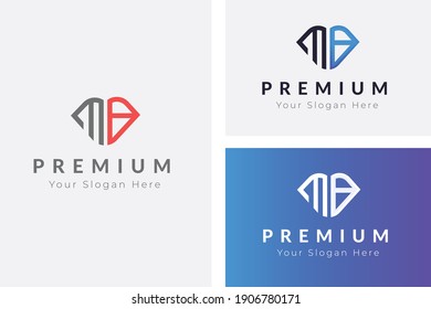 Initial latter M and B monogram logo design vector template. MP MN Letter Logo Symbols Icon Modern Abstract Template Design