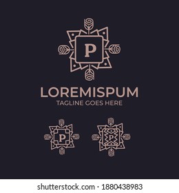 Initial Latter P, Vintage logo design template. Luxury Logo template in vector for Restaurant, Royalty, Boutique, Cafe, Hotel, Heraldic, Jewelry, Fashion, and other vector illustration