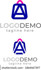 Initial latter A and shopping Bag logo design vector illustration. Logo for online shop , e-commerce 