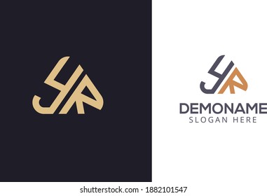 Initial Latter Y and R monogram logo design vector. Linear creative minimal monochrome monogram symbol. Logo mark ,Latter mark, logotype elegant modern latter logo With Play Icon 