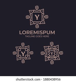 Plantilla inicial de diseño de logotipo de último Y, de época. Plantilla de logotipo de lujo en vectores para restaurante, realeza, Boutique, Cafe, Hotel, Heraldic, Joyería, Moda y otras ilustraciones vectoriales
