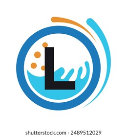 Initial laundry Logo combine with letter L vector template