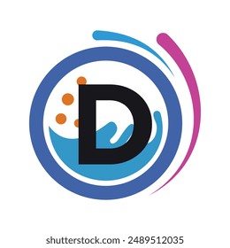 Initial Wäsche Logo kombiniert mit Buchstabe D Vektorgrafik Vorlage