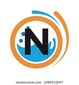 Initial laundry Logo combine with letter N vector template