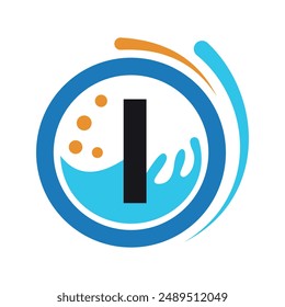 Initial laundry Logo combine with letter I vector template